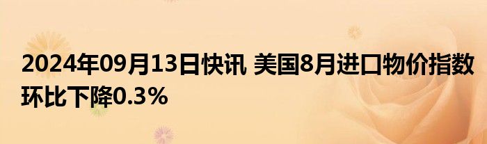 2024年09月13日快讯 美国8月进口物价指数环比下降0.3%