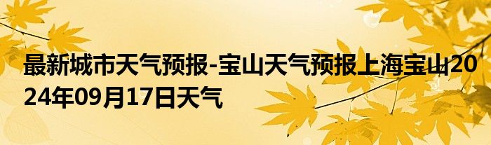 最新城市天气预报-宝山天气预报上海宝山2024年09月17日天气