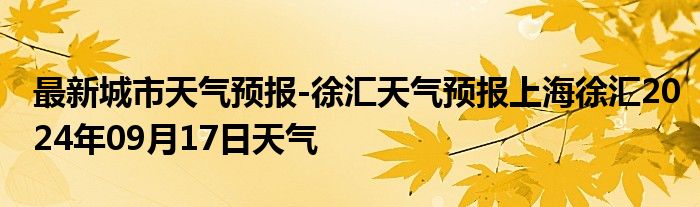 最新城市天气预报-徐汇天气预报上海徐汇2024年09月17日天气