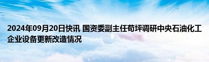 2024年09月20日快讯 国资委副主任苟坪调研中央石油化工企业设备更新改造情况