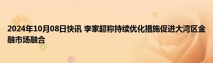 2024年10月08日快讯 李家超称持续优化措施促进大湾区金融市场融合