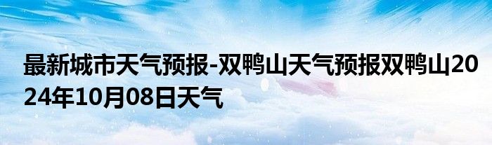 最新城市天气预报-双鸭山天气预报双鸭山2024年10月08日天气