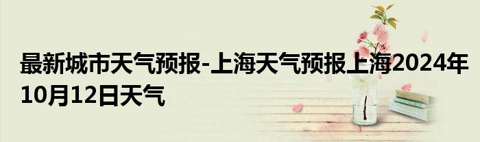 最新城市天气预报-上海天气预报上海2024年10月12日天气