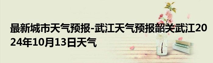 最新城市天气预报-武江天气预报韶关武江2024年10月13日天气