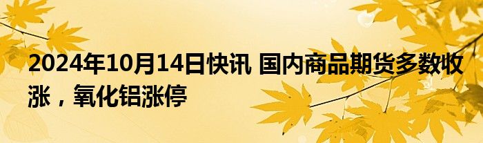 2024年10月14日快讯 国内商品期货多数收涨，氧化铝涨停