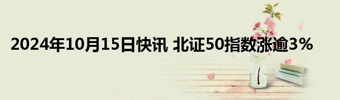 2024年10月15日快讯 北证50指数涨逾3%