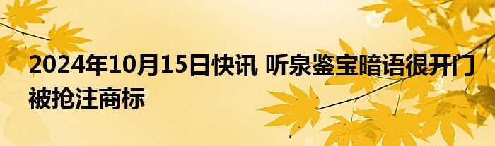 2024年10月15日快讯 听泉鉴宝暗语很开门被抢注商标