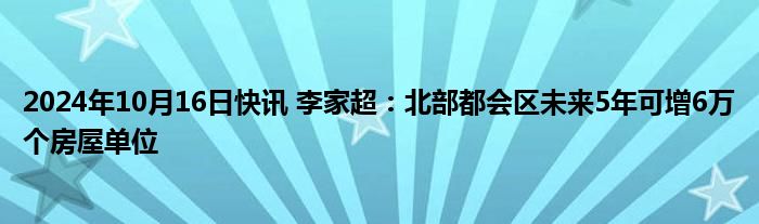 2024年10月16日快讯 李家超：北部都会区未来5年可增6万个房屋单位