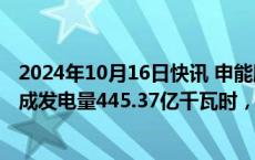 2024年10月16日快讯 申能股份：前三季度控股发电企业完成发电量445.37亿千瓦时，同比增加7.2%