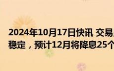 2024年10月17日快讯 交易员们对欧洲央行降息的押注保持稳定，预计12月将降息25个基点