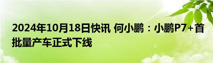 2024年10月18日快讯 何小鹏：小鹏P7+首批量产车正式下线