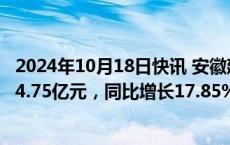 2024年10月18日快讯 安徽建工：第三季度新签合同金额314.75亿元，同比增长17.85%