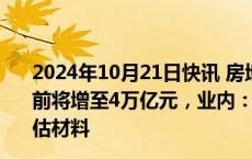 2024年10月21日快讯 房地产“白名单”项目信贷规模年底前将增至4万亿元，业内：有银行“加班加点”整理相关评估材料