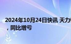 2024年10月24日快讯 天力锂能：前三季度净亏损1.71亿元，同比增亏