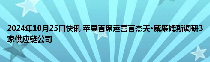 2024年10月25日快讯 苹果首席运营官杰夫·威廉姆斯调研3家供应链公司