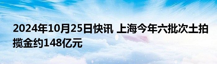 2024年10月25日快讯 上海今年六批次土拍揽金约148亿元