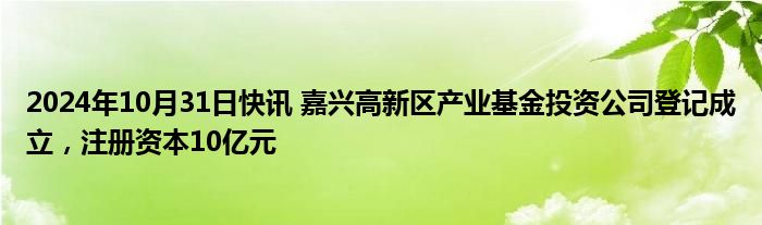 2024年10月31日快讯 嘉兴高新区产业基金投资公司登记成立，注册资本10亿元