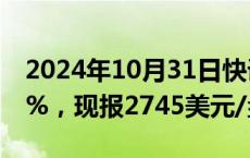 2024年10月31日快讯 现货黄金日内下挫1.5%，现报2745美元/盎司